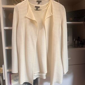 Talbots Cream Ribbed Cardigan Sweater